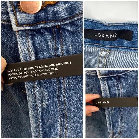 J Brand Womens Ivy High Rise Crop Straight Jeans Bleach Wrecked Size 29
